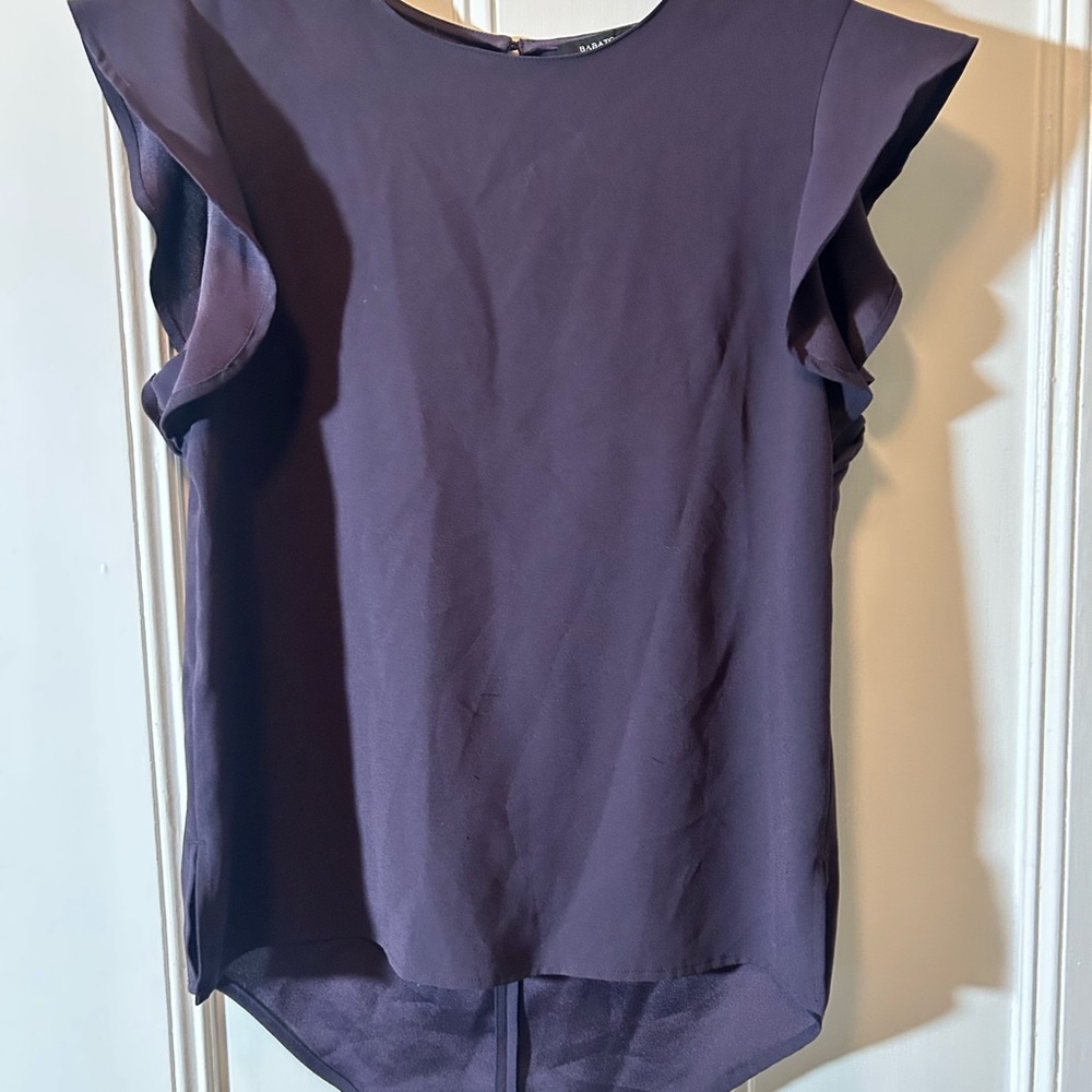 Babaton Deep Purple Ruffle Sleeve Blouse